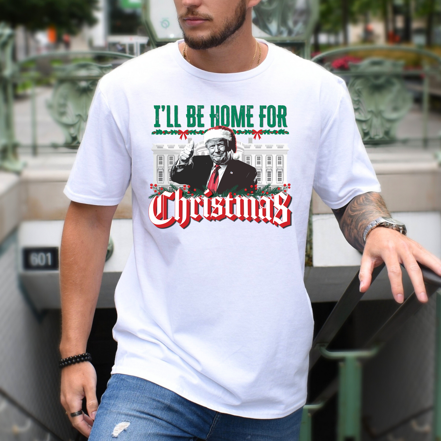 Trump "I'll be Home for Christmas" - Unisex Jersey T-shirt