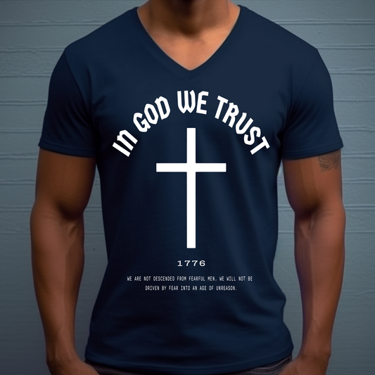 In God We Trust Cross - Unisex Jersey V-Neck Tee