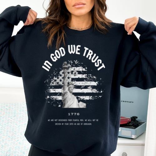 In God We Trust Liberty Flag - Unisex Crewneck Sweatshirt