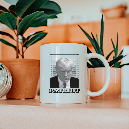 Trump Mugshot Patriot - White Glossy Mug