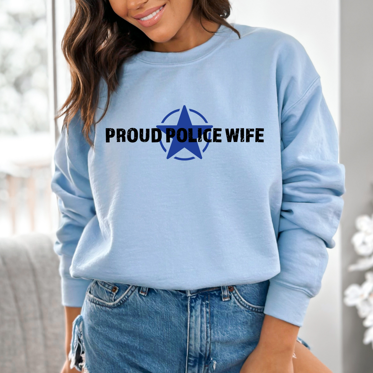 Proud Police Wife - Unisex Crewneck Sweatshirt