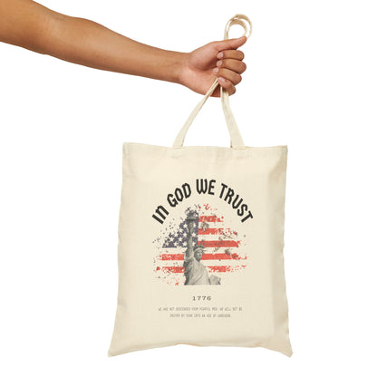 In God We Trust Liberty Flag - Cotton Canvas Tote Bag