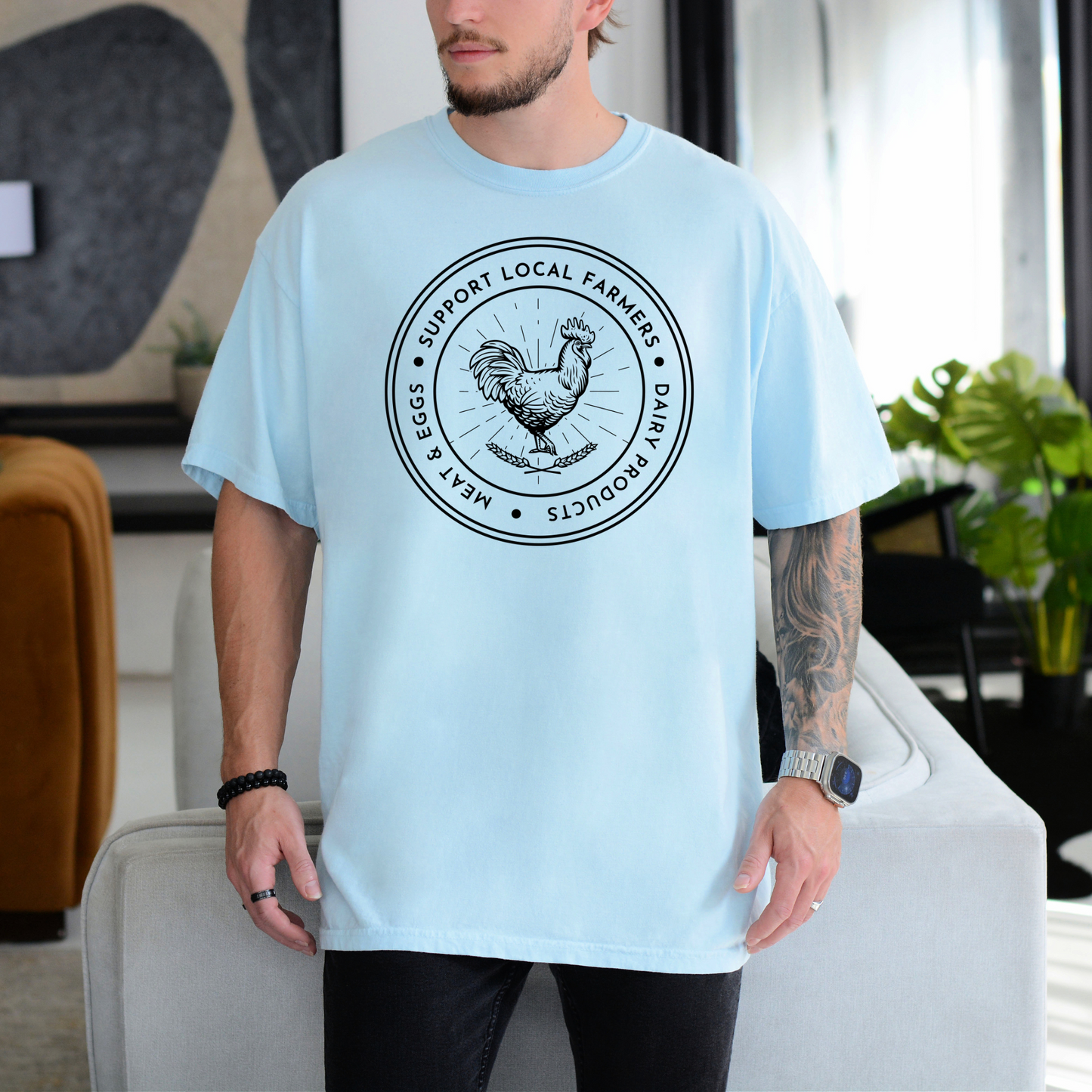 Support Local Farmers - Unisex Garment-Dyed Heavyweight Tee