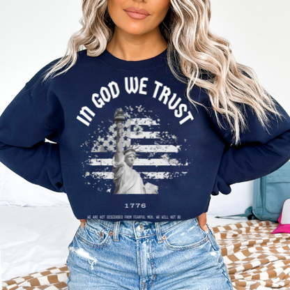 In God We Trust Liberty Flag - Unisex Crewneck Sweatshirt