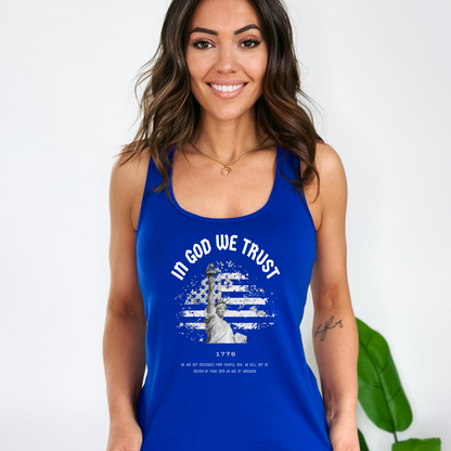 In God We Trust Liberty Flag - Women's Racerback Tank