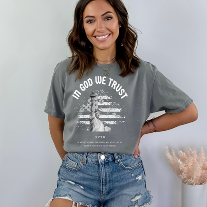 In God We Trust Liberty Flag - Unisex Garment-Dyed Heavyweight Tee
