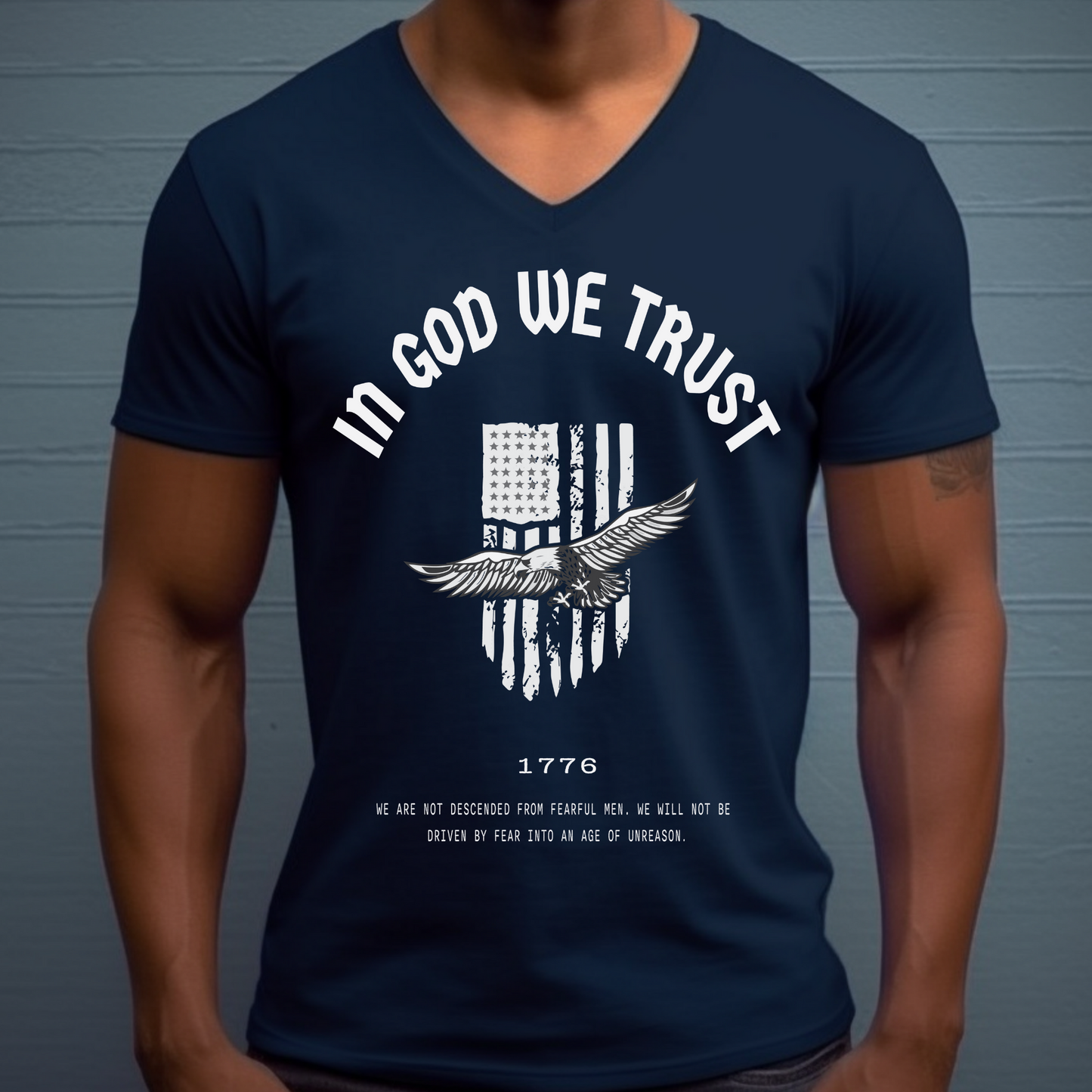 In God We Trust Patriot Eagle Flag - Unisex Jersey V-Neck Tee