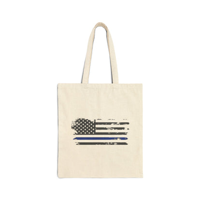 Thin Blue Line - Cotton Canvas Tote Bag