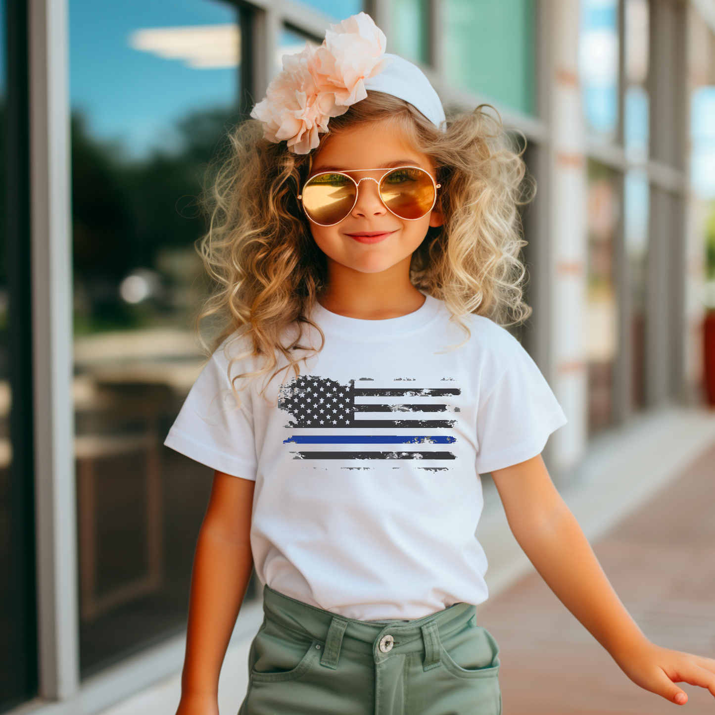 Thin Blue Line Flag - Youth Jersey Tee