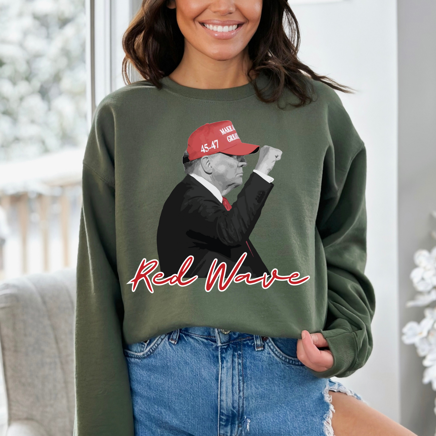 Trump Red Wave - Unisex Crewneck Sweatshirt