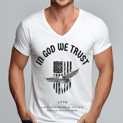 In God We Trust Patriot Eagle Flag - Unisex Jersey V-Neck Tee