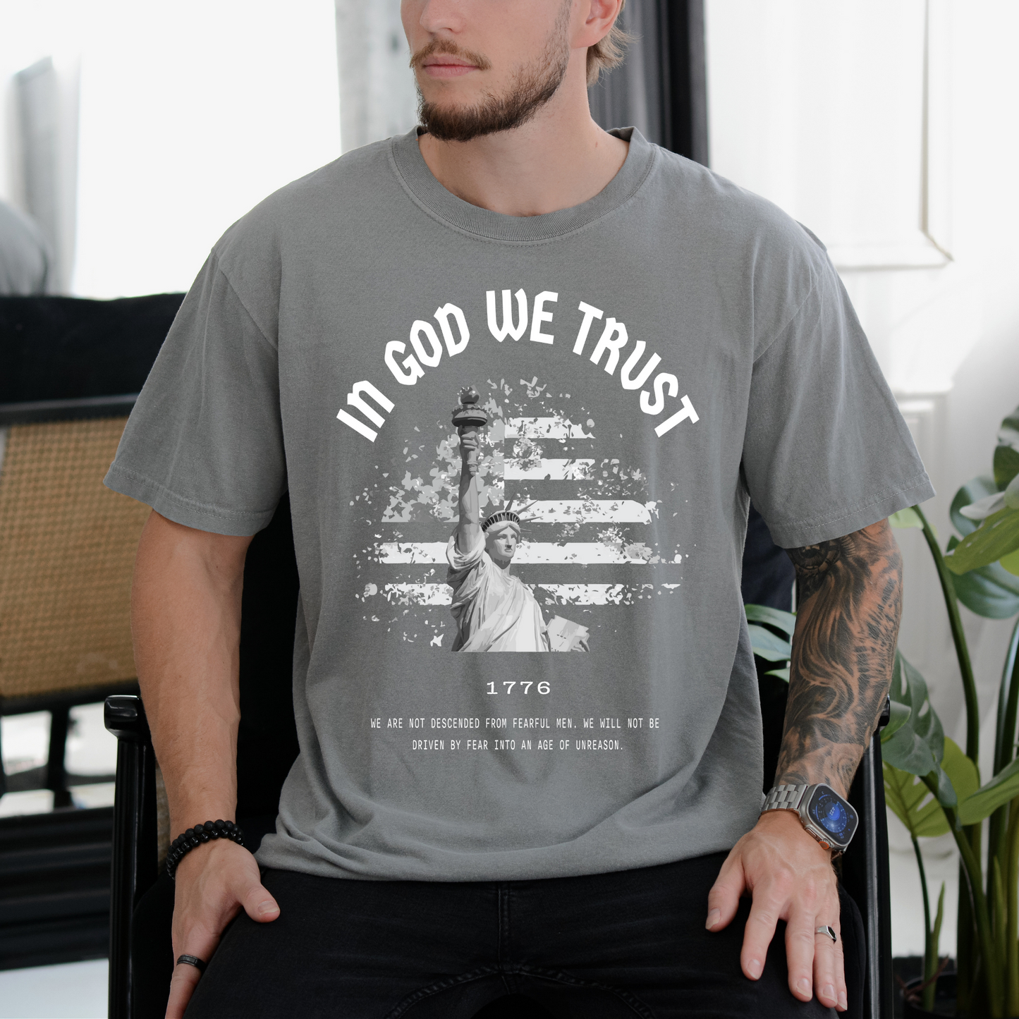 In God We Trust Lady Liberty - Unisex Garment-Dyed Heavyweight Tee