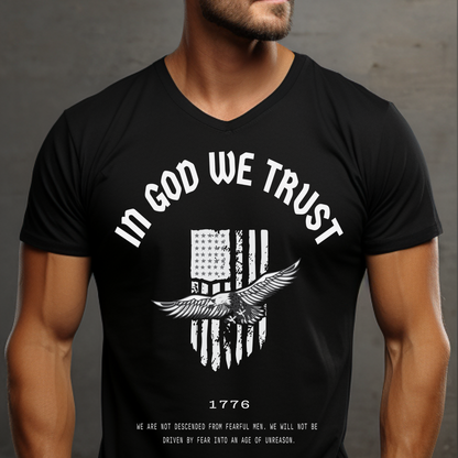 In God We Trust Patriot Eagle Flag - Unisex Jersey V-Neck Tee