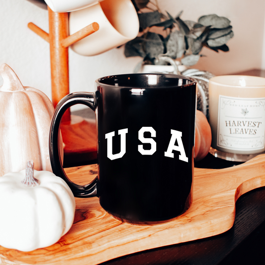 USA - Black Glossy Mug