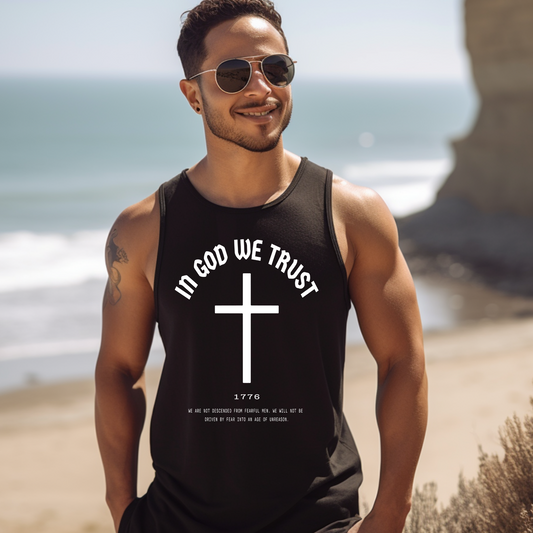 In God We Trust Cross - Unisex Jersey Tank Top