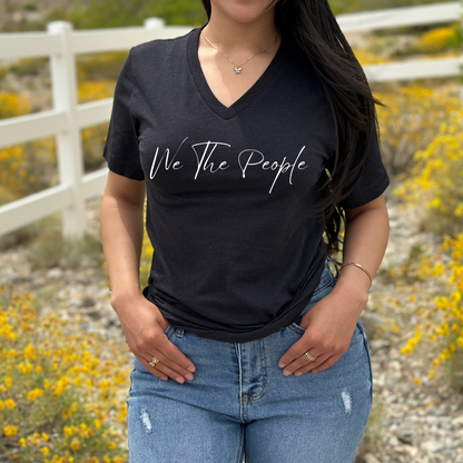 We The People Script - Unisex Jersey V-Neck Tee