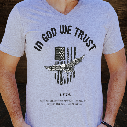 In God We Trust Patriot Eagle Flag - Unisex Jersey V-Neck Tee