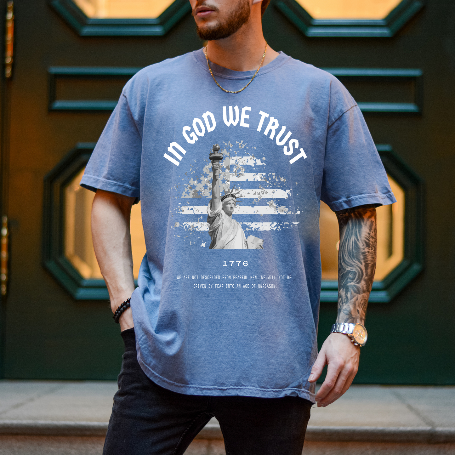 In God We Trust Lady Liberty - Unisex Garment-Dyed Heavyweight Tee