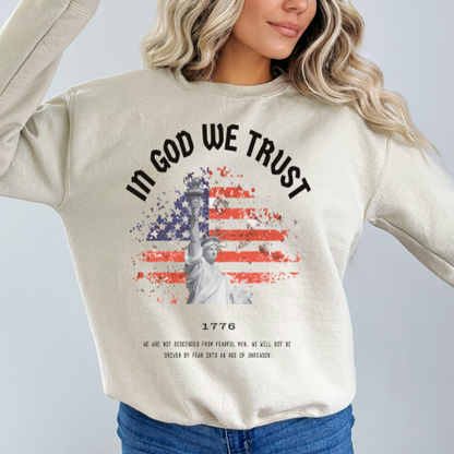 In God We Trust Liberty Flag - Unisex Crewneck Sweatshirt