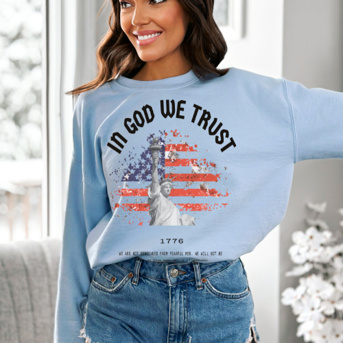 In God We Trust Liberty Flag - Unisex Crewneck Sweatshirt