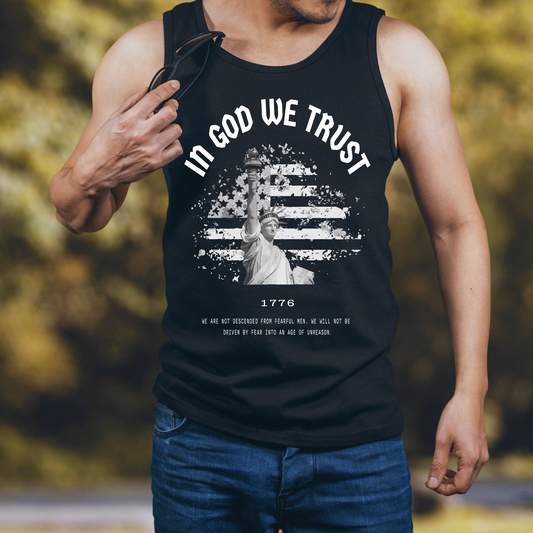 In God We Trust Lady Liberty Flag - Unisex Jersey Tank Top