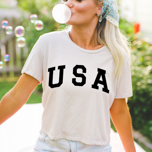 USA - Women's Flowy Cropped Tee