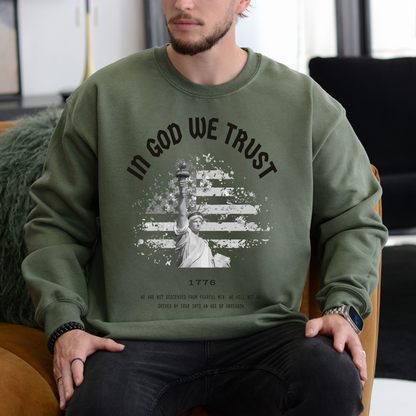 In God We Trust Liberty Flag - Unisex Crewneck Sweatshirt
