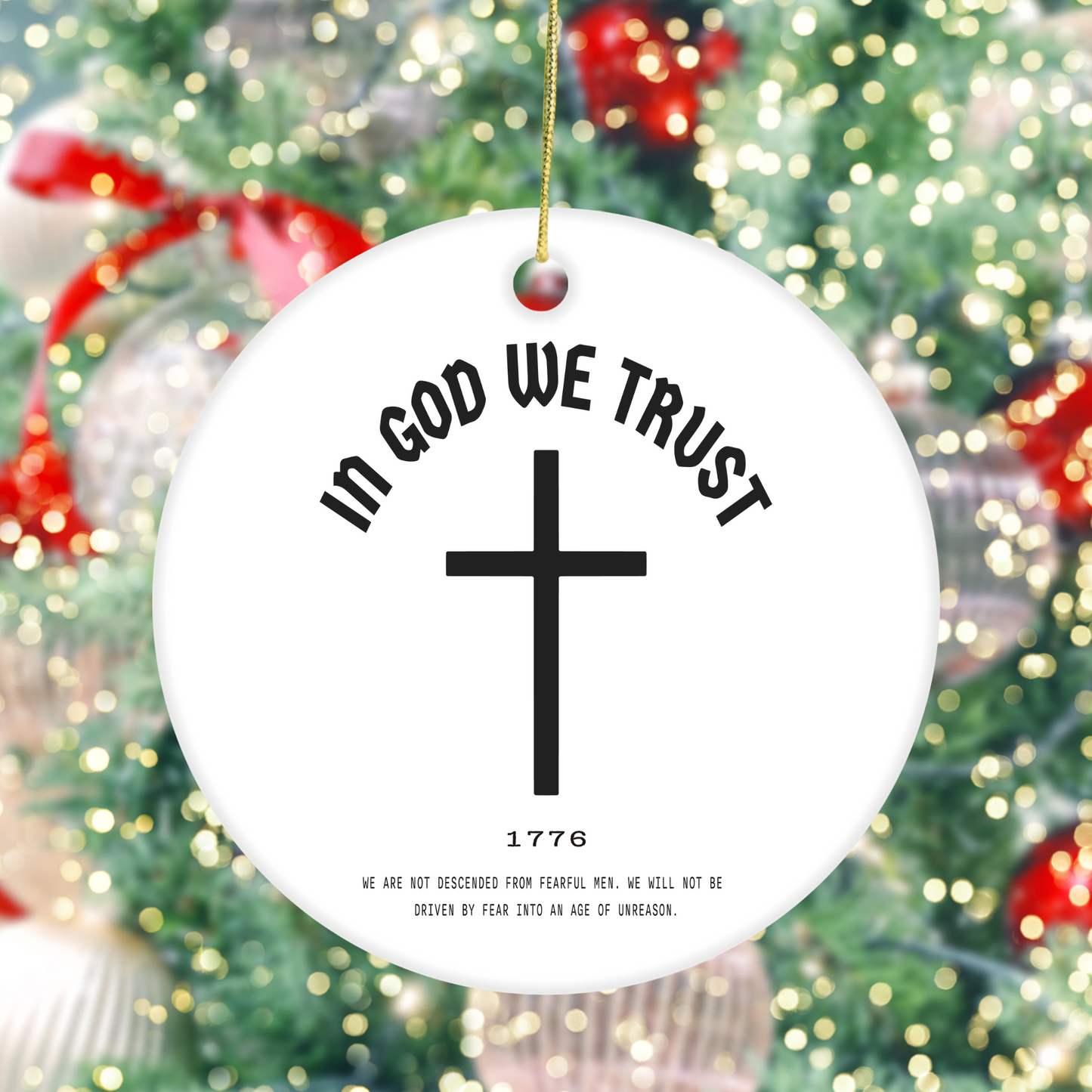 In God We Trust Cross - Ceramic Ornament