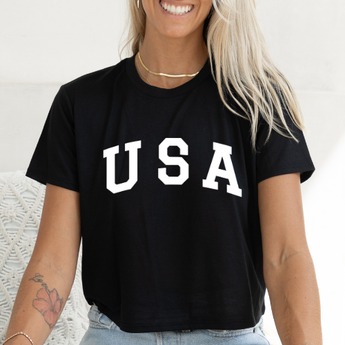 USA - Women's Flowy Cropped Tee