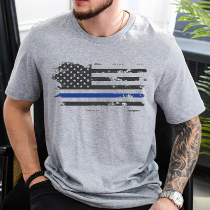 Thin Blue Line Flag - Unisex Jersey Tee