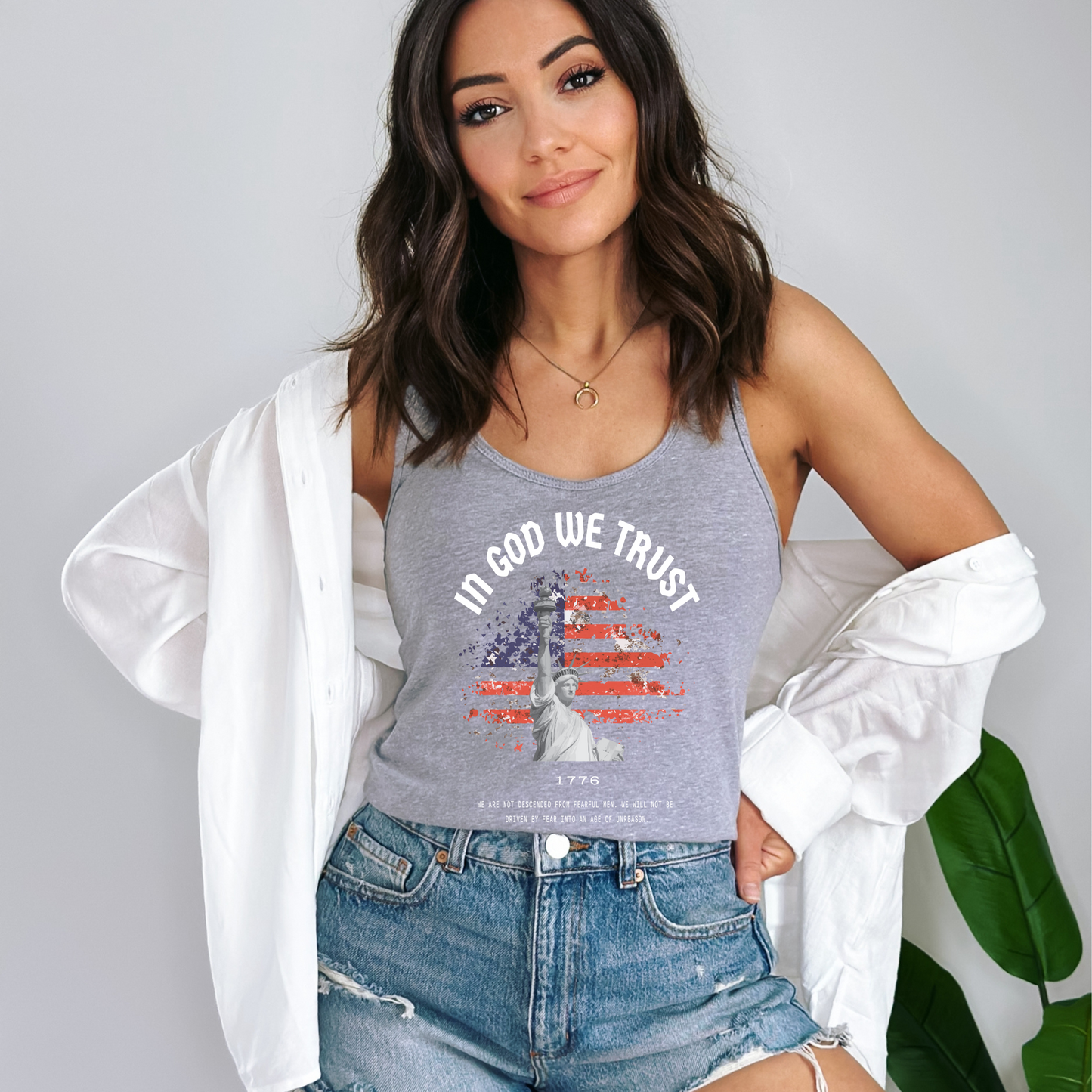 In God We Trust Liberty Flag - Women's Racerback Tank