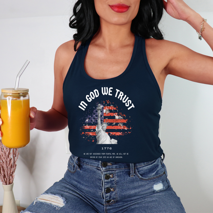 In God We Trust Liberty Flag - Women's Racerback Tank