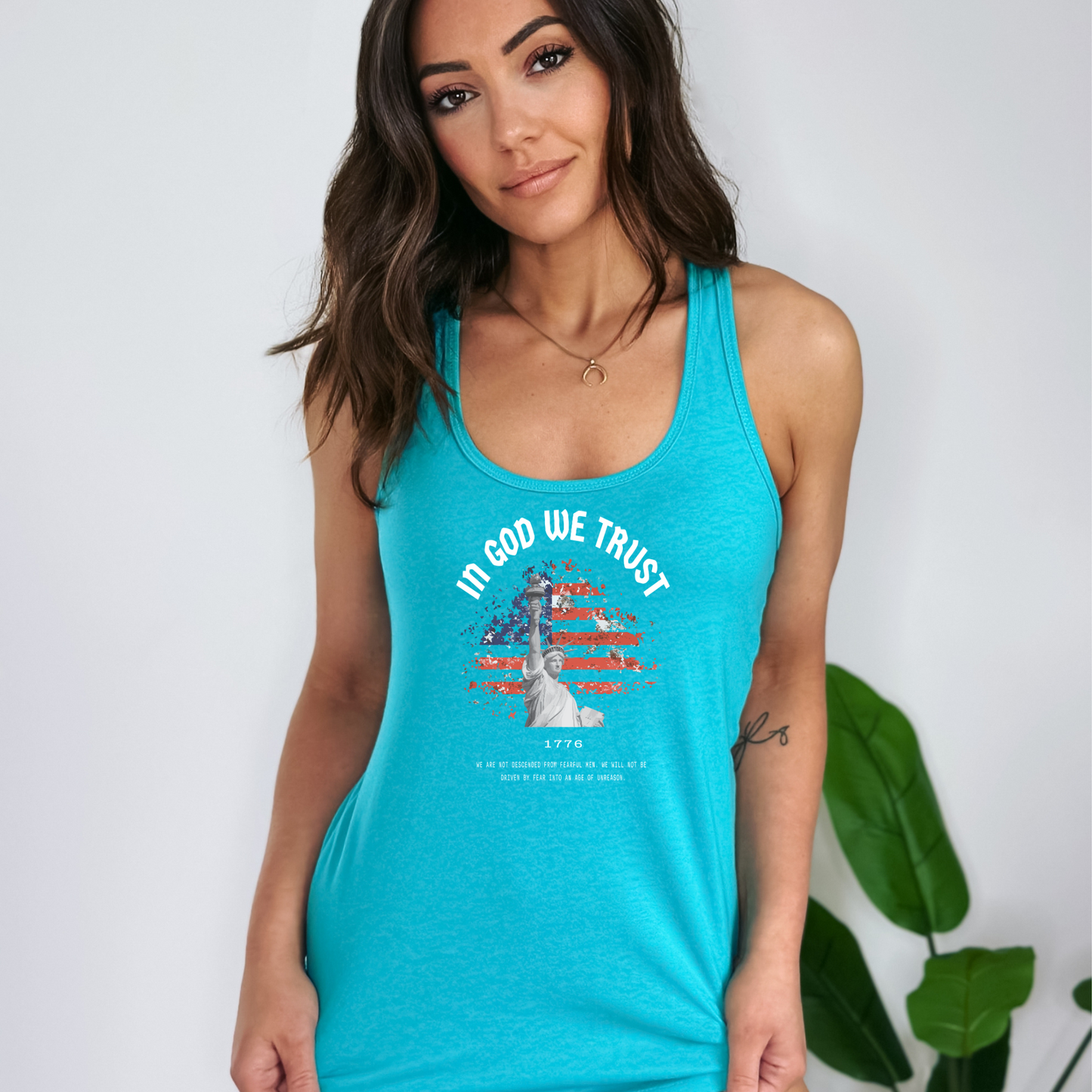 In God We Trust Liberty Flag - Women's Racerback Tank