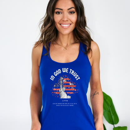 In God We Trust Liberty Flag - Women's Racerback Tank