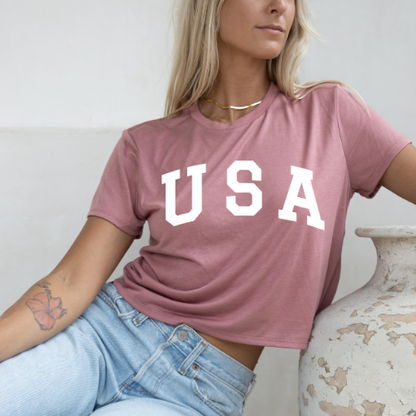 USA - Women's Flowy Cropped Tee