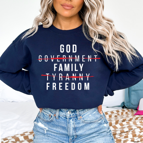 God Family Freedom - Unisex Crewneck Sweatshirt