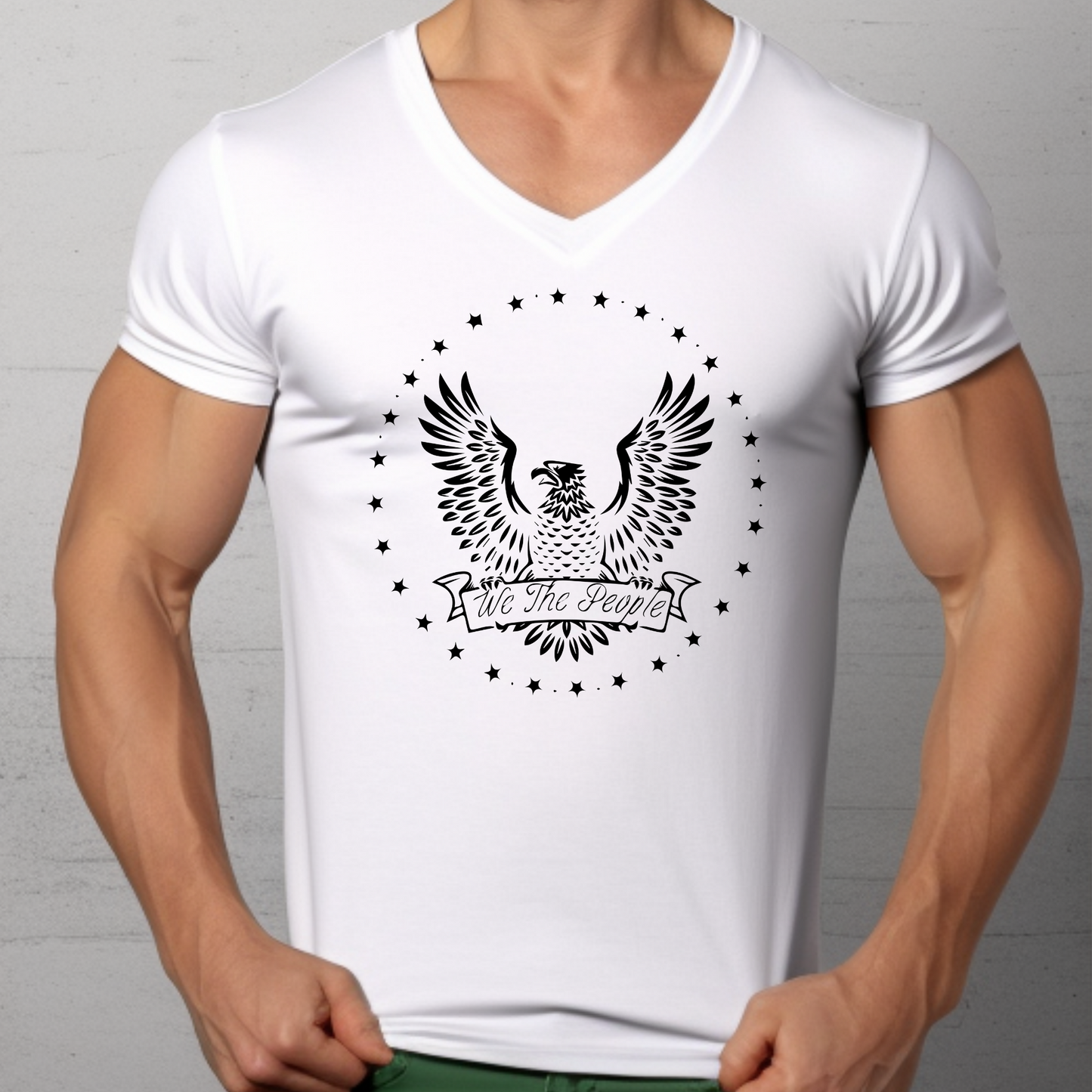 We The People Patriot Eagle & Stars - Unisex Jersey V-Neck Tee