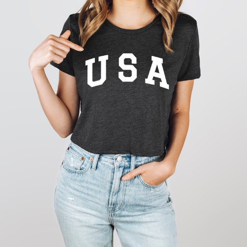 USA - Women's Flowy Cropped Tee