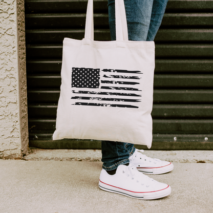 American Flag - Cotton Canvas Tote Bag