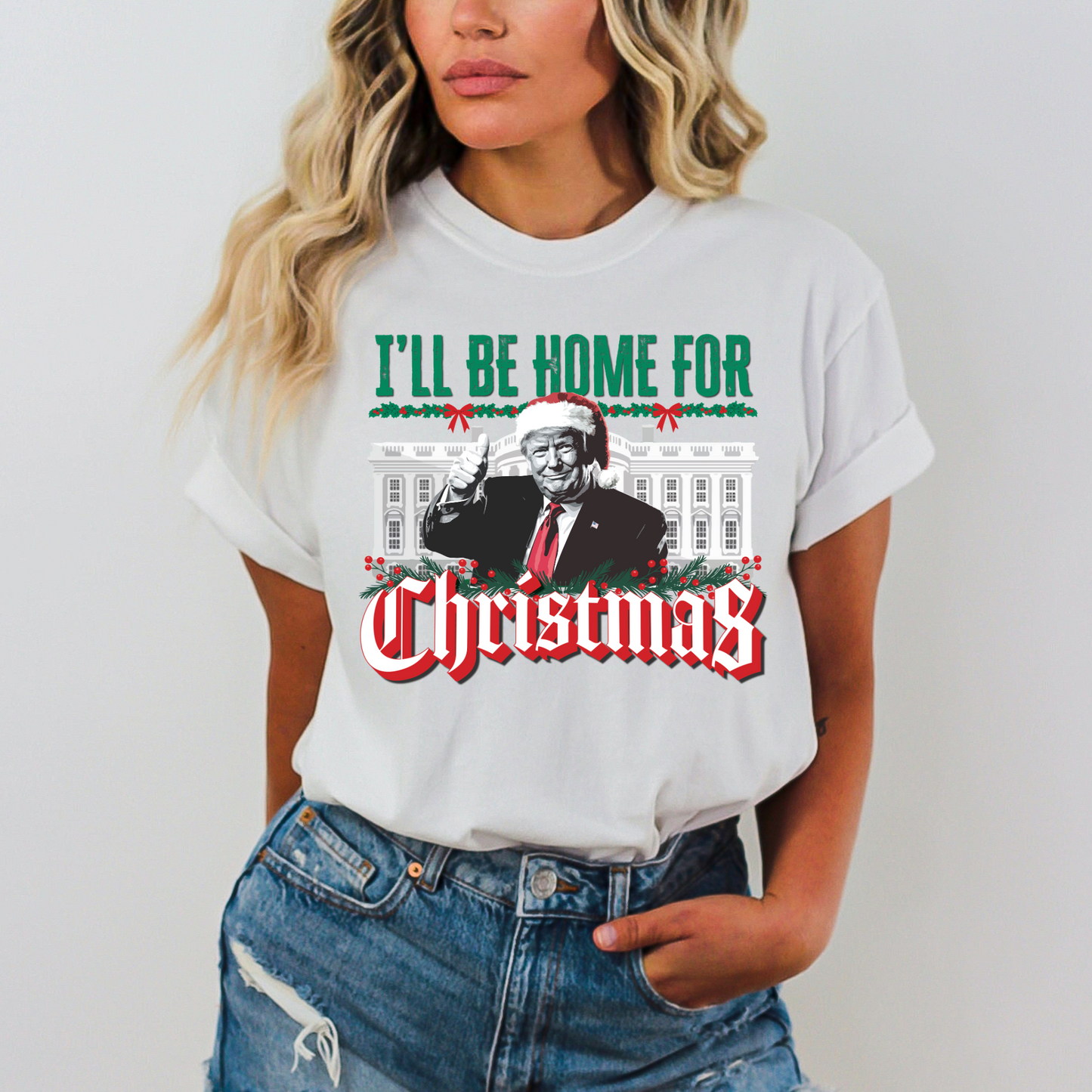 Trump "I'll be Home for Christmas" - Unisex Garment-Dyed Heavyweight T-shirt