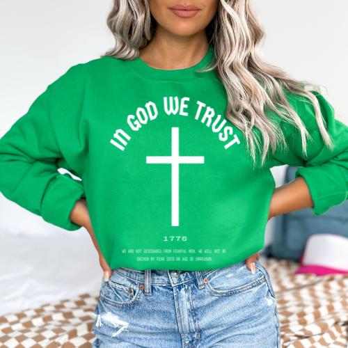 In God We Trust Cross - Unisex Crewneck Sweatshirt