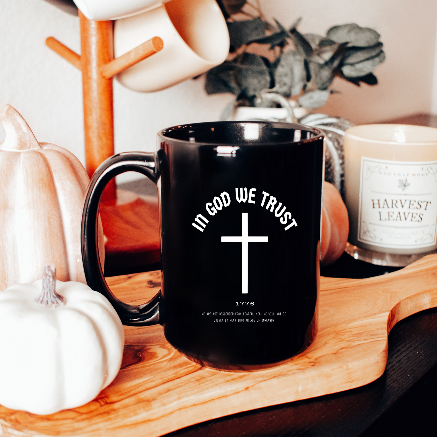 In God We Trust Cross - Black Glossy Mug