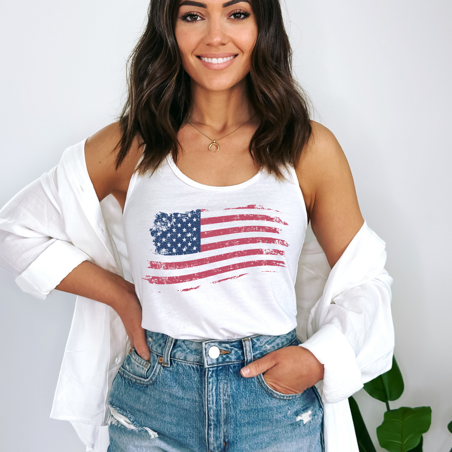 American Flag - Women's Racerback Tank