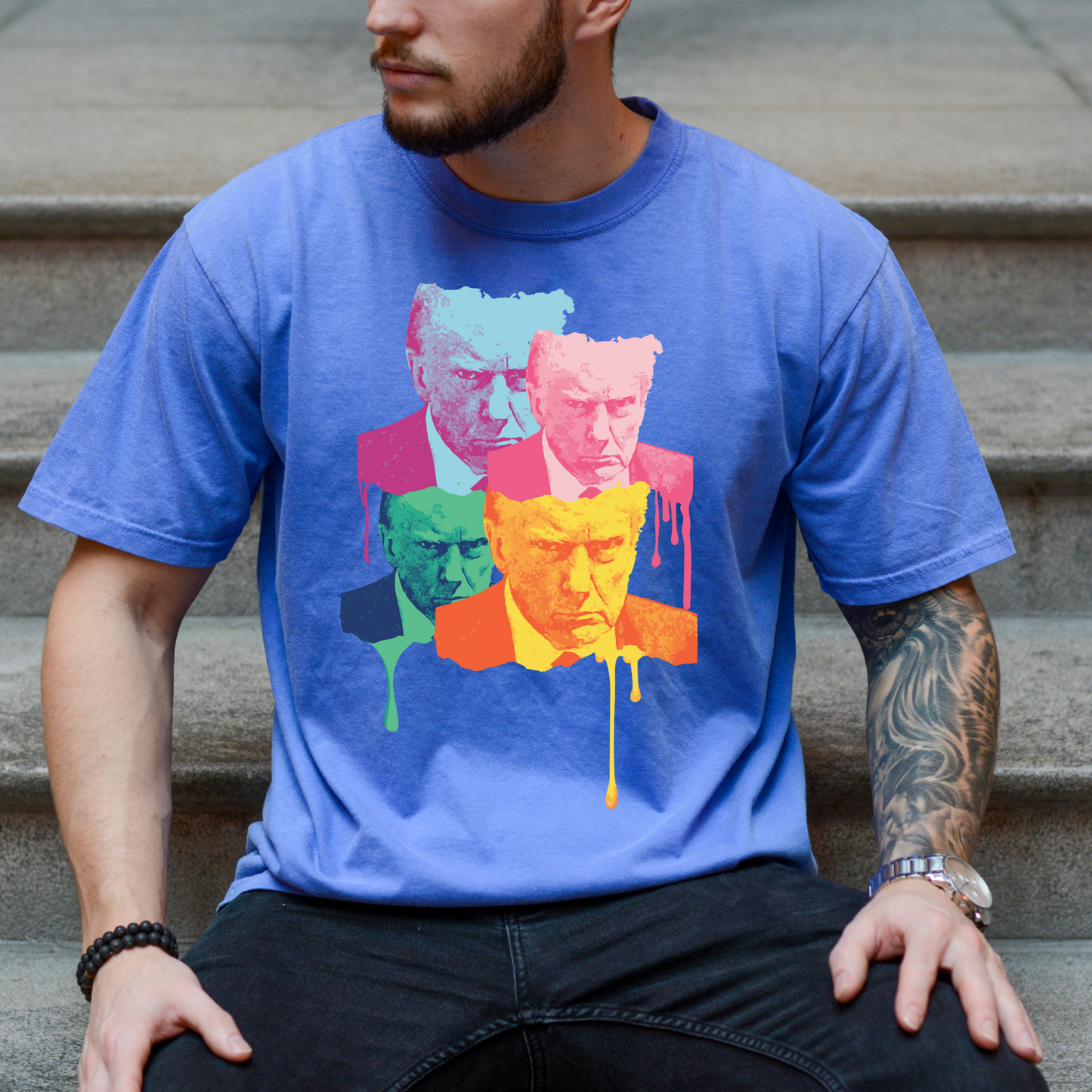 Trump Mugshot Drip - Unisex Garment-Dyed Heavyweight Tee