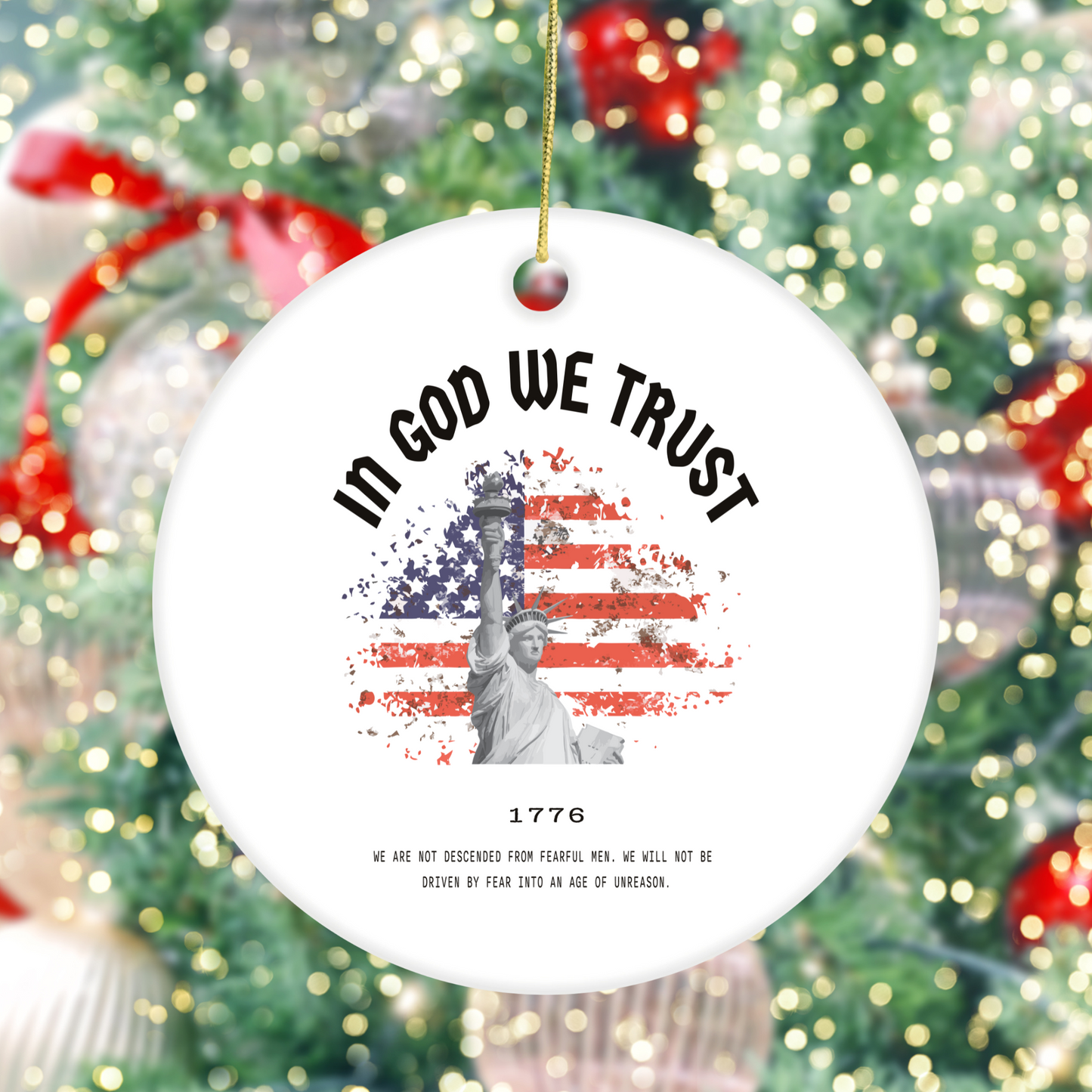 In God We Trust American Flag - Ceramic Ornament