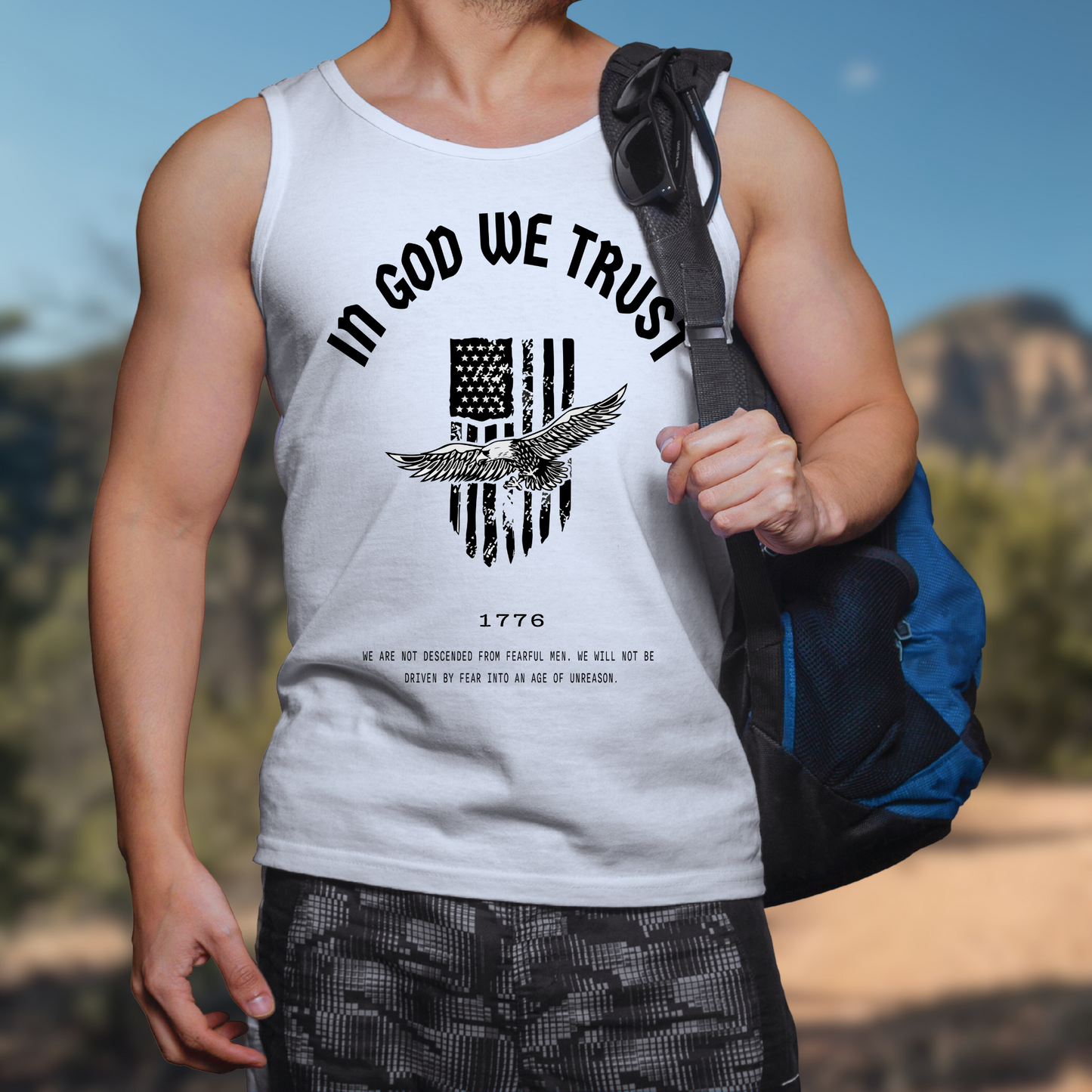 In God We Trust Patriot Flag - Unisex Jersey Tank Top