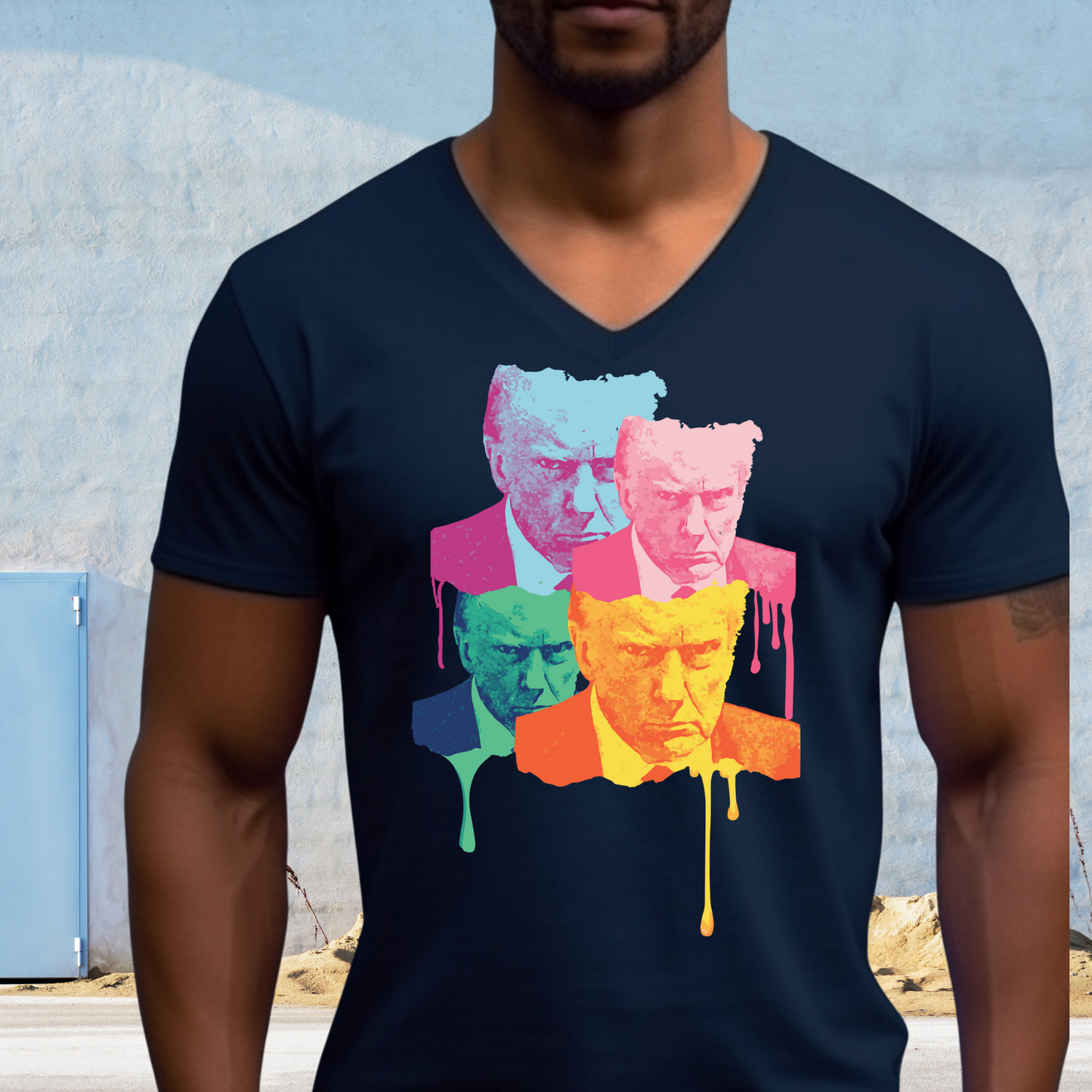 Trump Mugshot Drip - Unisex Jersey V-Neck Tee