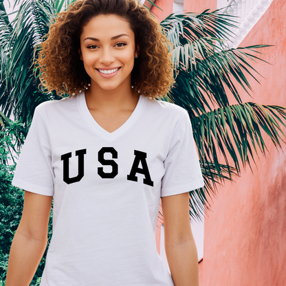 USA - Unisex Jersey V-Neck Tee