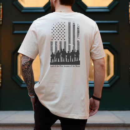 Land of the Free Because of the Brave - Unisex Jersey Tee