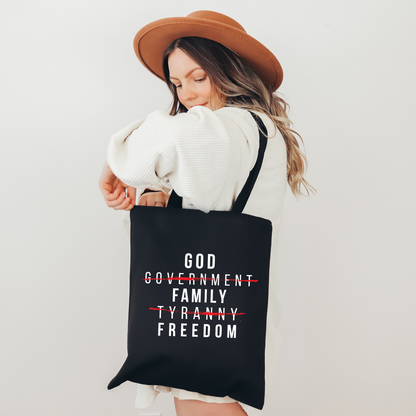 God, Family, Freedom - Cotton Canvas Tote Bag